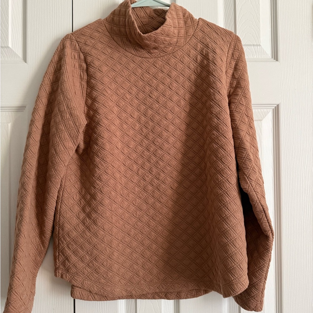 J. Crew Quilted Tan Cowl Neck Sweatshirt